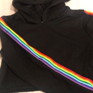 CROPPED RAINBOW HOODIE
